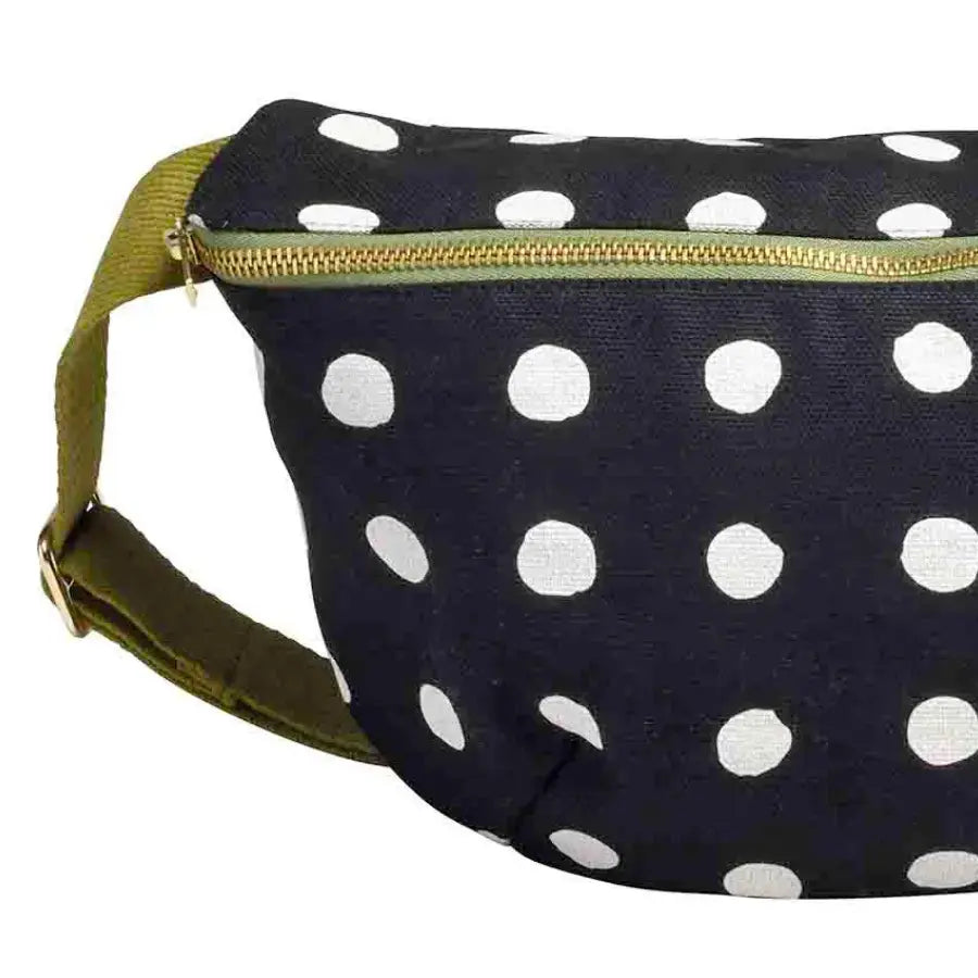 Sac Banane Noir à Pois Blancs - Coton Bio - Mia Caviar La Cerise sur le Gâteau
