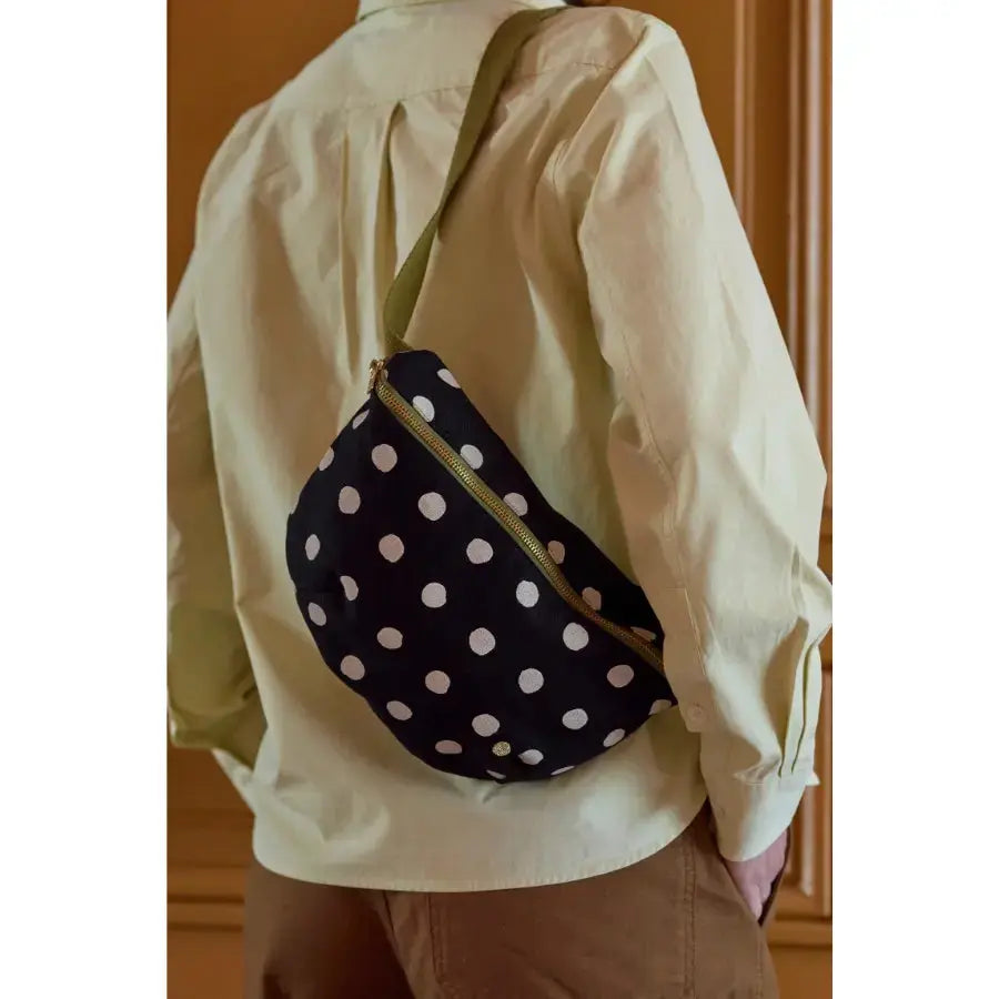 Sac Banane Noir à Pois Blancs - Coton Bio - Mia Caviar La Cerise sur le Gâteau