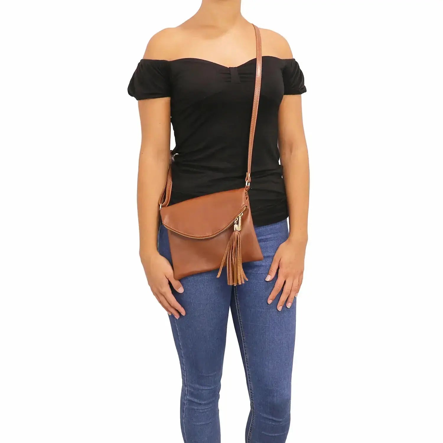 Sac Bandoulière Avec Pompon - TL Young Bag TL141153 - cognac - Tuscany Leather
