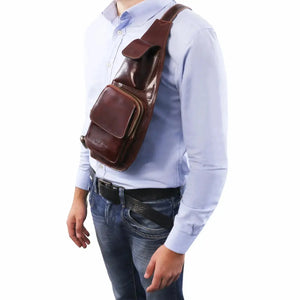 sac bandoulière en cuir homme marron - tl141352 Tuscany Leather