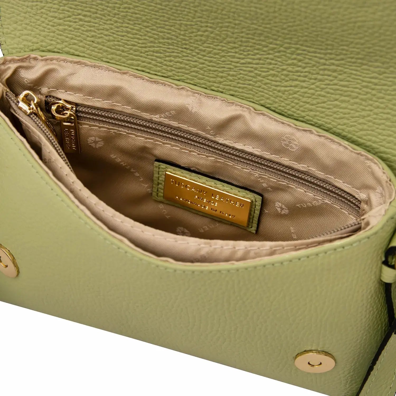 Sac Bandoulière en Cuir Souple - Lime vert - Biscuit TL142582 Tuscany Leather