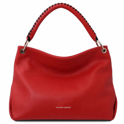 Sac Bandoulière en Cuir Souple - TL Bag TL142087 - rouge lipstick - Tuscany Leather