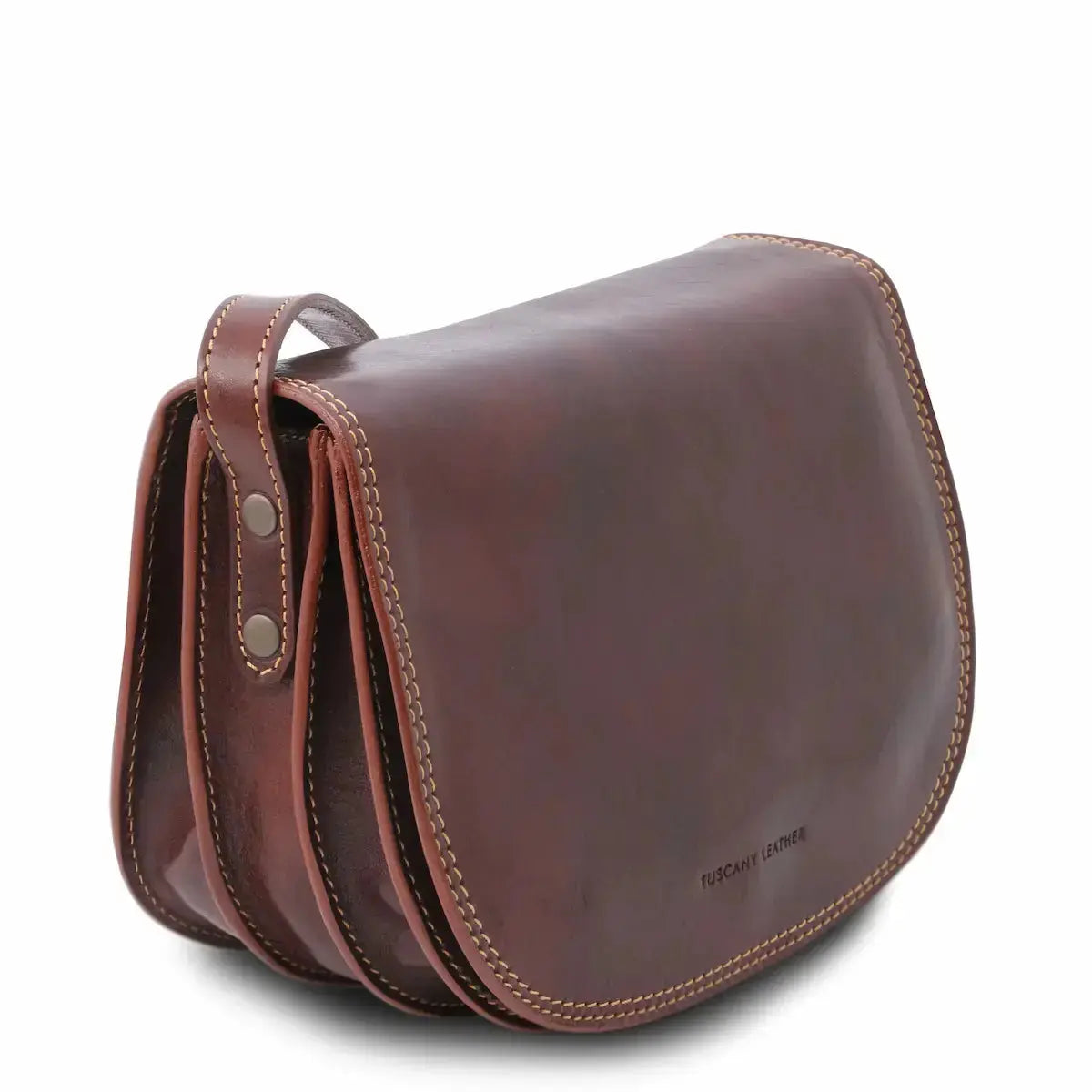 Sac bandoulière en cuir Isabella TL9031 - Marron 3 compratiements - Tuscany Leather