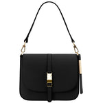 Sac bandoulière en cuir Nausica TL141598 - Noir Tuscany Leather