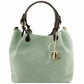 Sac Shopping en Cuir Imprimé Tressé - Vert menthe -TL KEYLUCK TL141573 Tuscany Leather