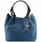Sac Shopping en Cuir Imprimé Tressé - Bleu denim -TL KEYLUCK TL141573 Tuscany Leather