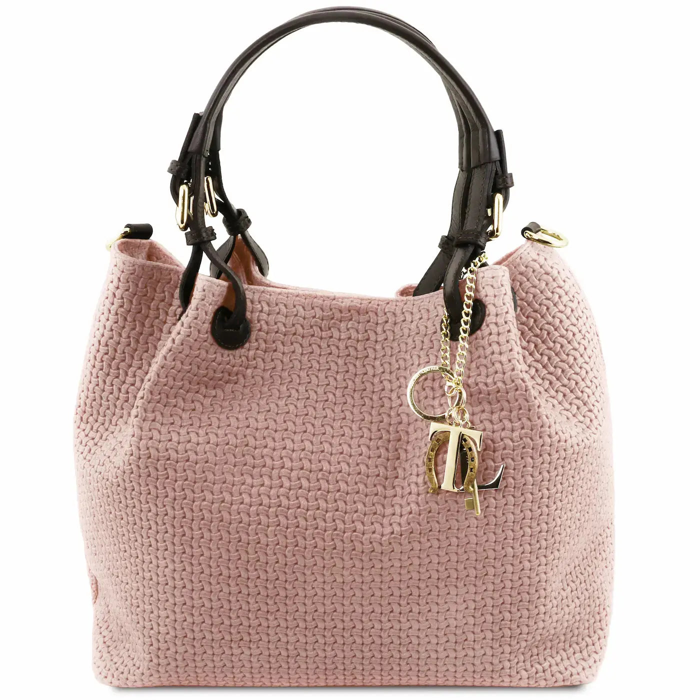 Sac Shopping en Cuir Imprimé Tressé - Rose nude -TL KEYLUCK TL141573 Tuscany Leather