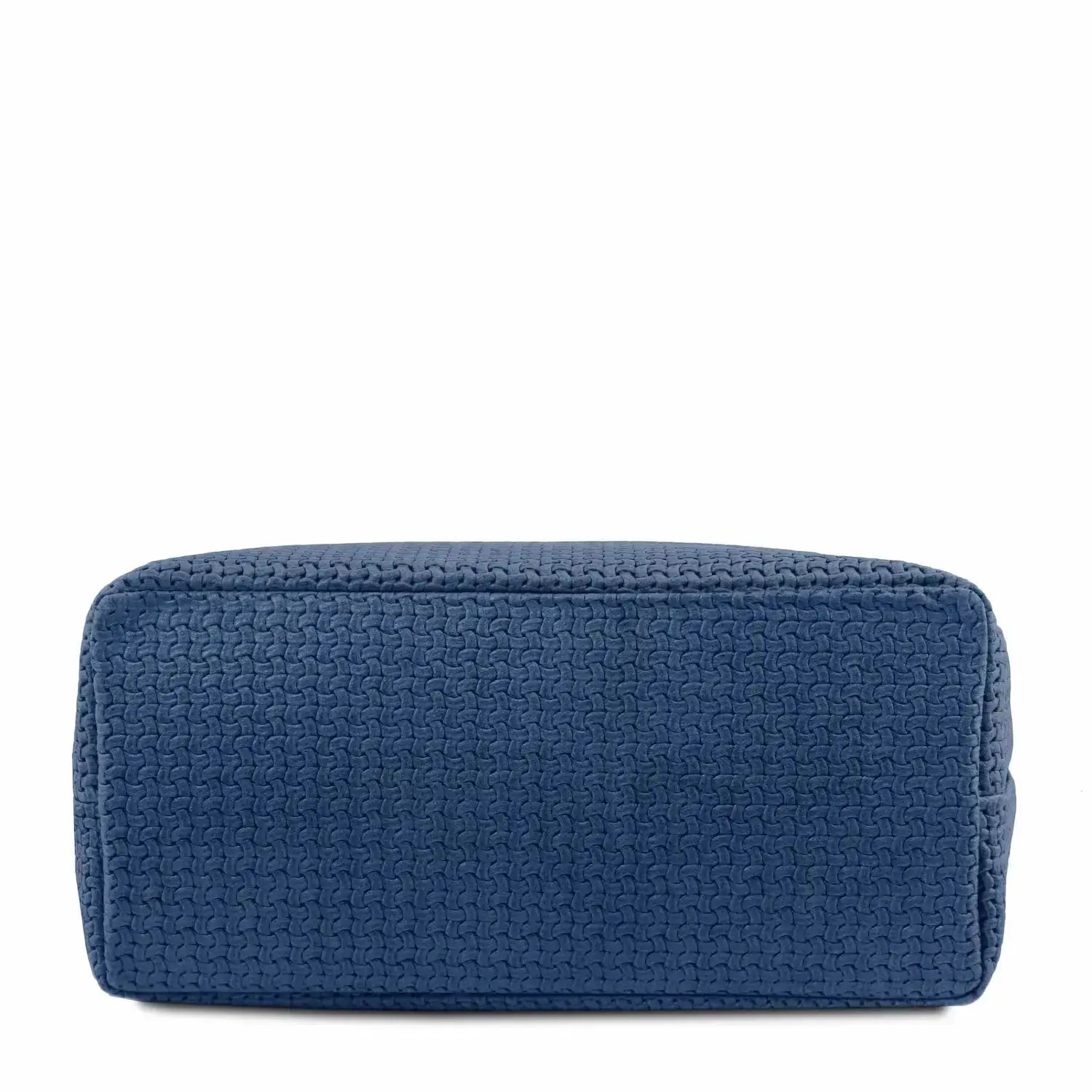 sac shopping en cuir imprime tressé bleu foncé - tl keyluck tl141573 - Tuscany Leather
