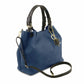 sac shopping en cuir imprime tressé bleu foncé  avec bandoulière et porte clé- tl keyluck tl141573 - Tuscany Leather