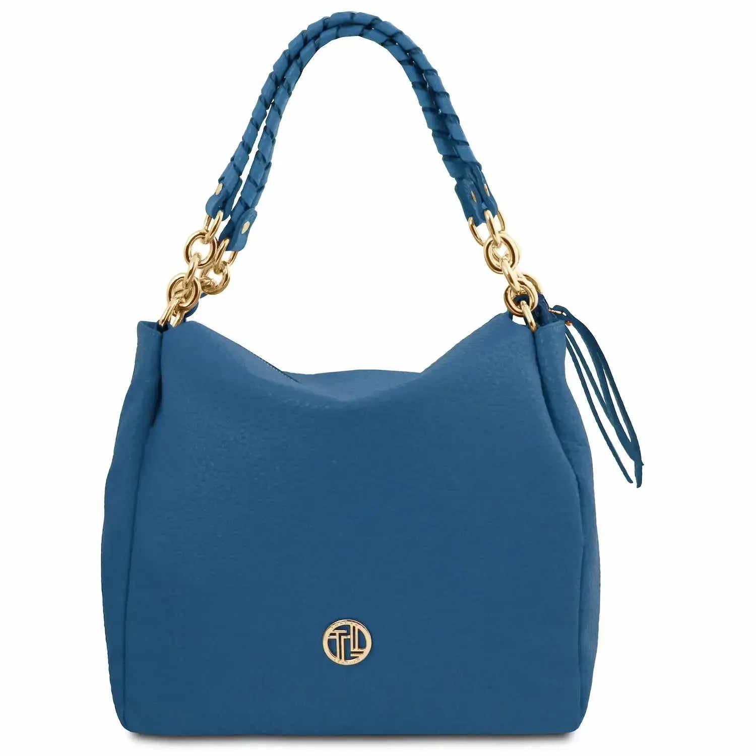 Sac Shopping en Cuir Souple – Amy -Bleu Denim - TL142385 Tuscany Leather