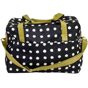 Sac Voyage coton bio - Mia Caviar Noir à Pois Blancs 30x42x20 La Cerise sur le Gâteau