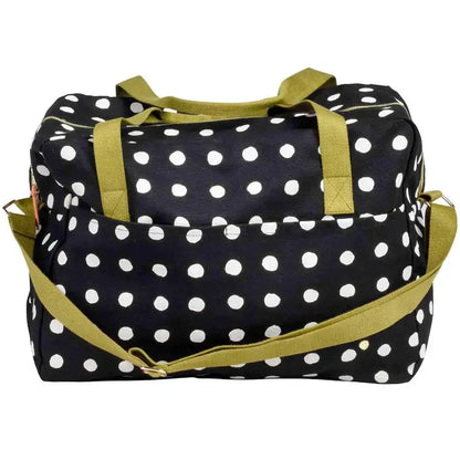 Sac Voyage coton bio - Mia Caviar Noir à Pois Blancs 30x42x20 La Cerise sur le Gâteau