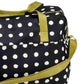 Sac Voyage coton bio - Mia Caviar Noir à Pois Blancs 30x42x20 La Cerise sur le Gâteau