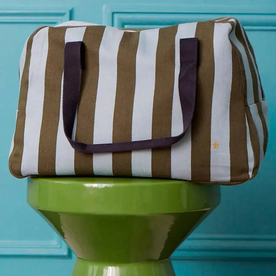 Sac Week-end Coton Bio - Rita Matcha Rayé La Cerise sur le Gâteau