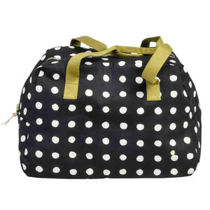 Sac Week-end Noir Pois Blancs - Mia Caviar - Coton Bio La Cerise sur le Gâteau