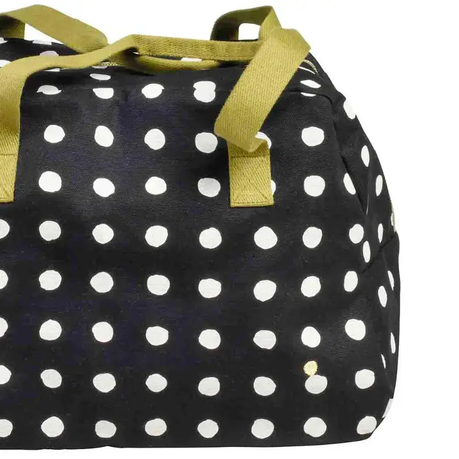 Sac Week-end Noir Pois Blancs - Mia Caviar - Coton Bio La Cerise sur le Gâteau