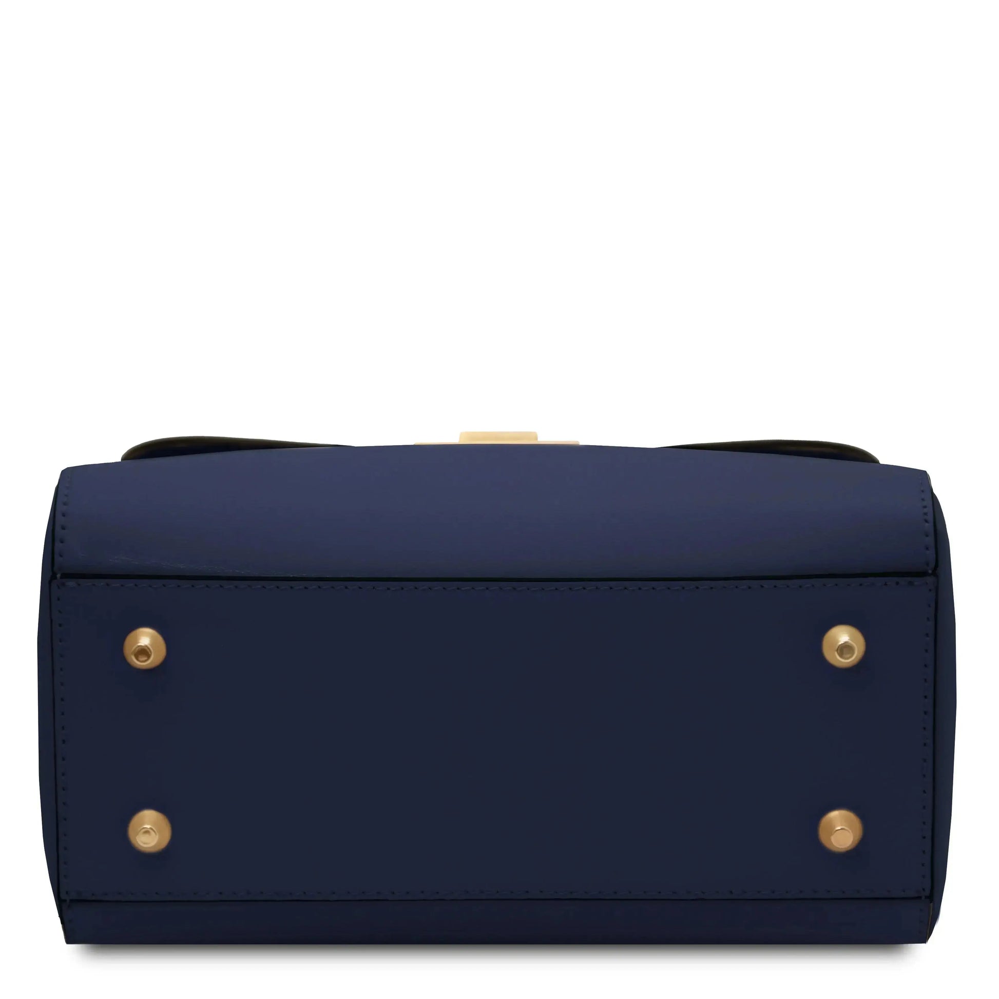 Sac à main en cuir Armonia bleu foncé -  fond du sac extérieur protections métal doré - Tuscany Leather