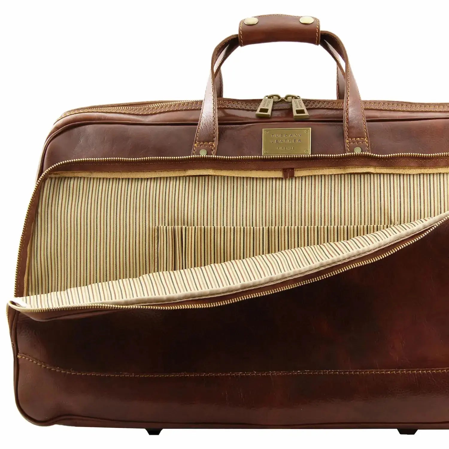 Sac à Roulettes en Cuir - Grand Modèle - Bora Bora TL3067 -marron Tuscany Leather
