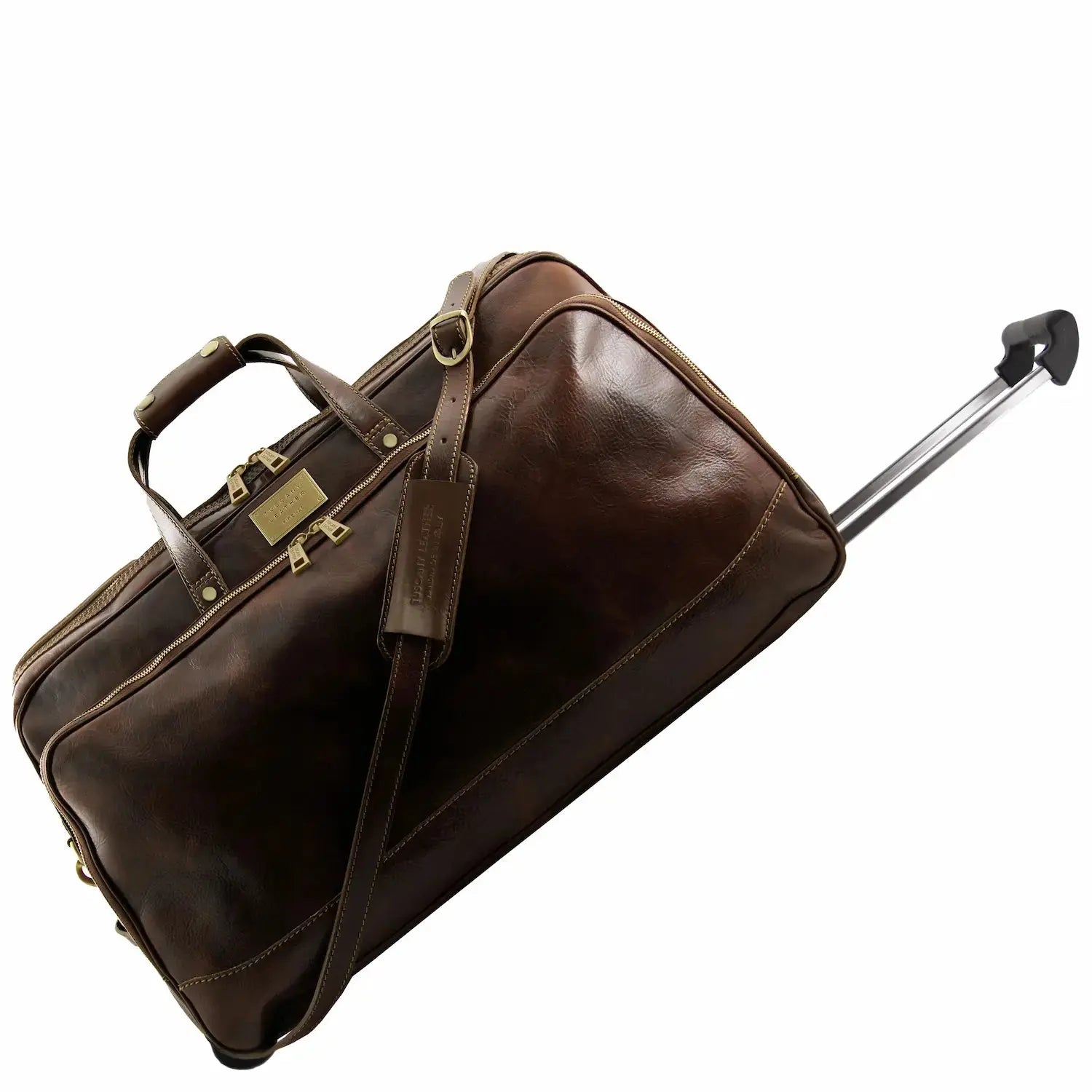 Sac à Roulettes en Cuir - Grand Modèle - Bora Bora TL3067 -marron foncé - Tuscany Leather