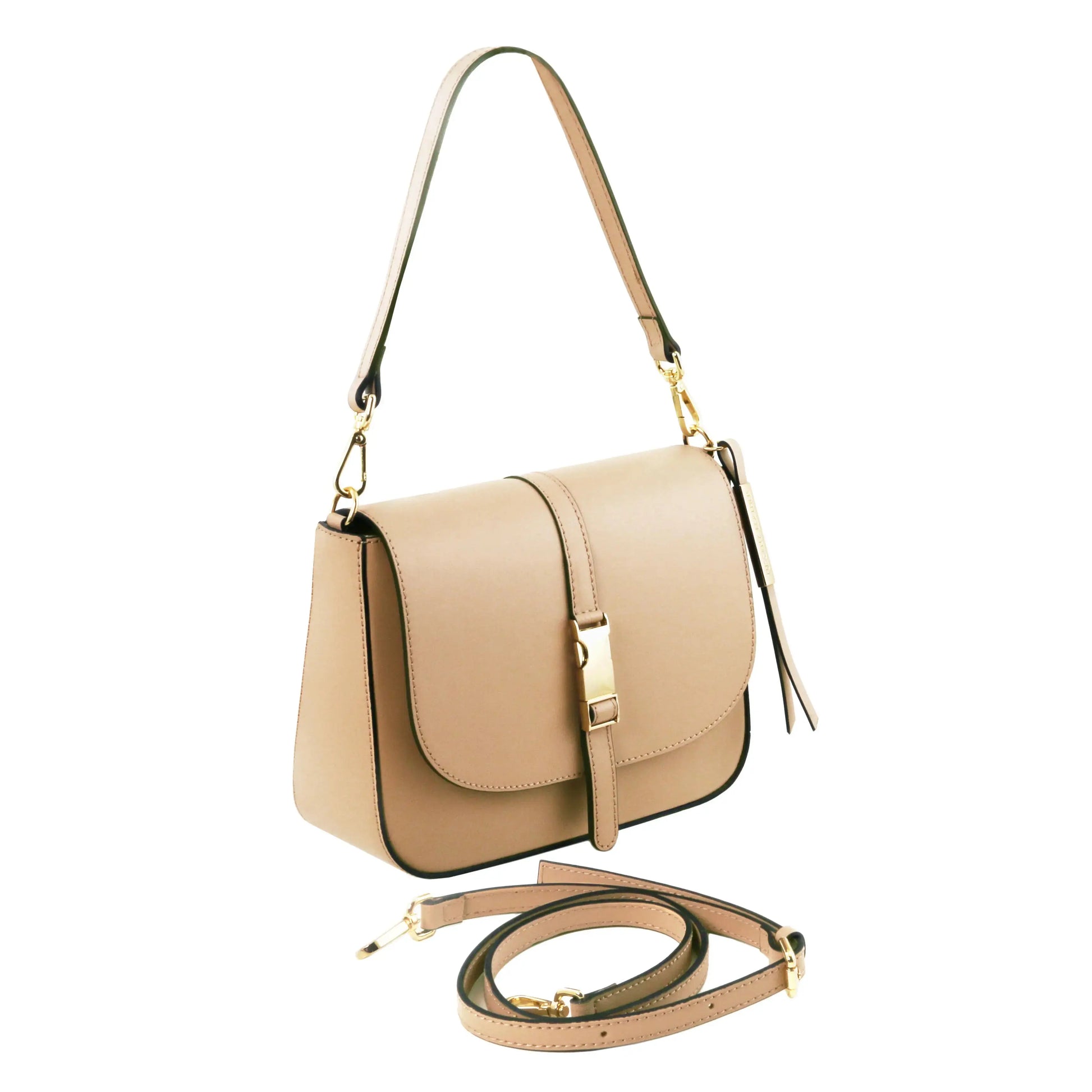 Sac bandoulière en cuir Nausica TL141598 - Champagne - Tuscany Leather