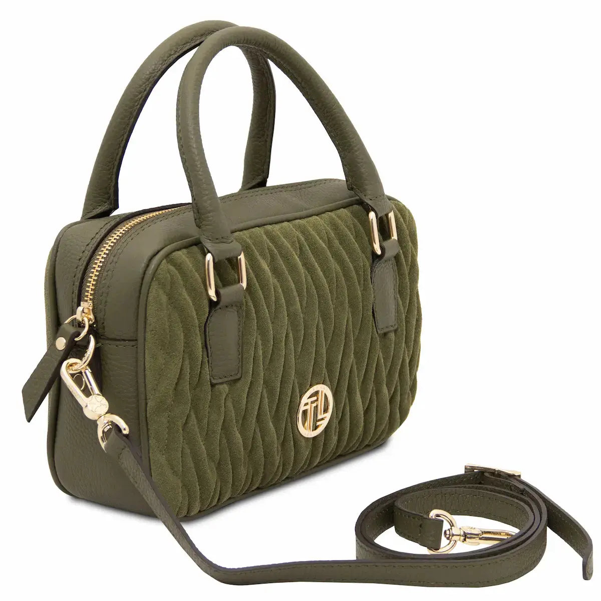 Sac cabas en cuir Chantilly TL142480 Vert forêt Tuscany Leather
