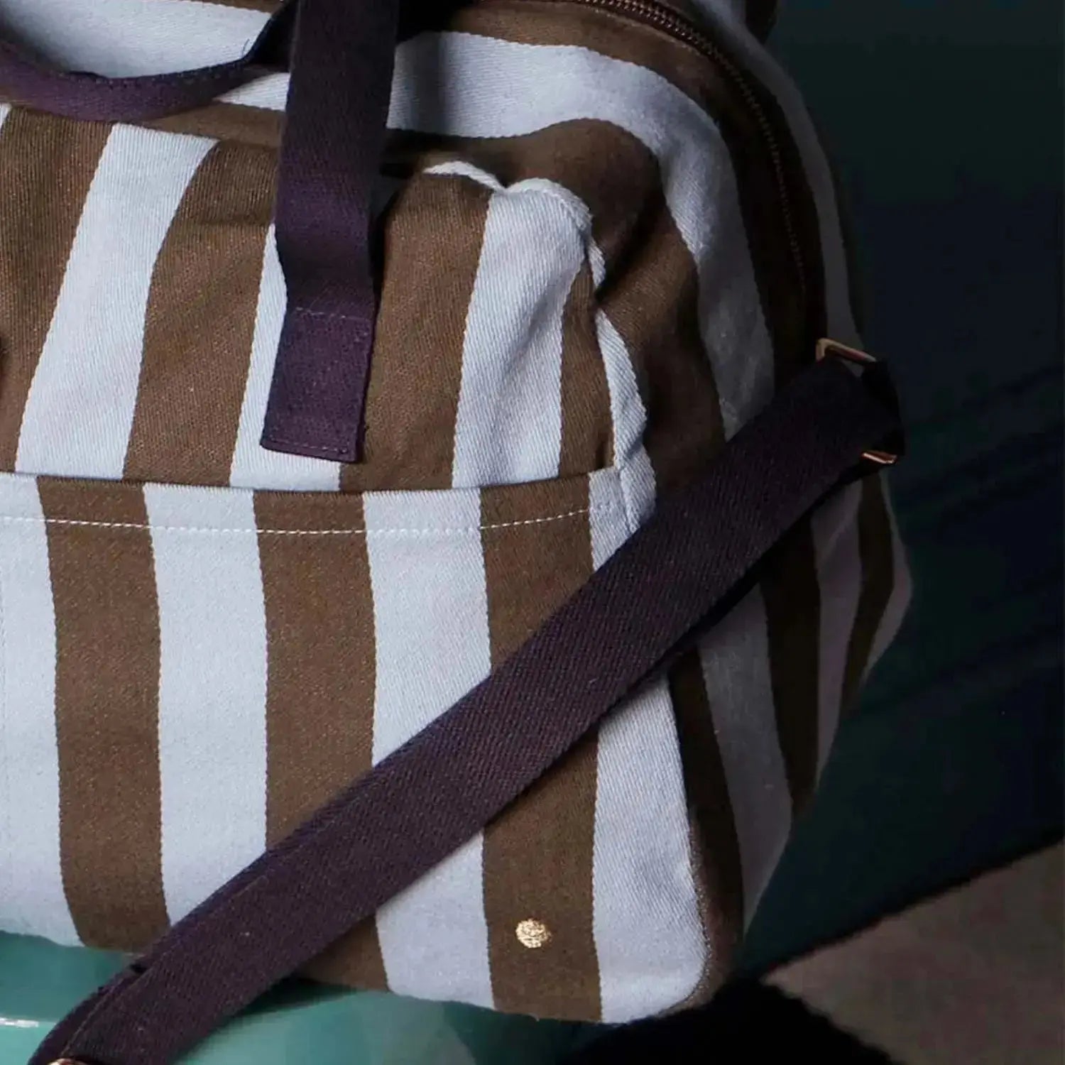 Sac de Voyage Coton Bio Rayures – Rita Matcha La Cerise sur le Gâteau