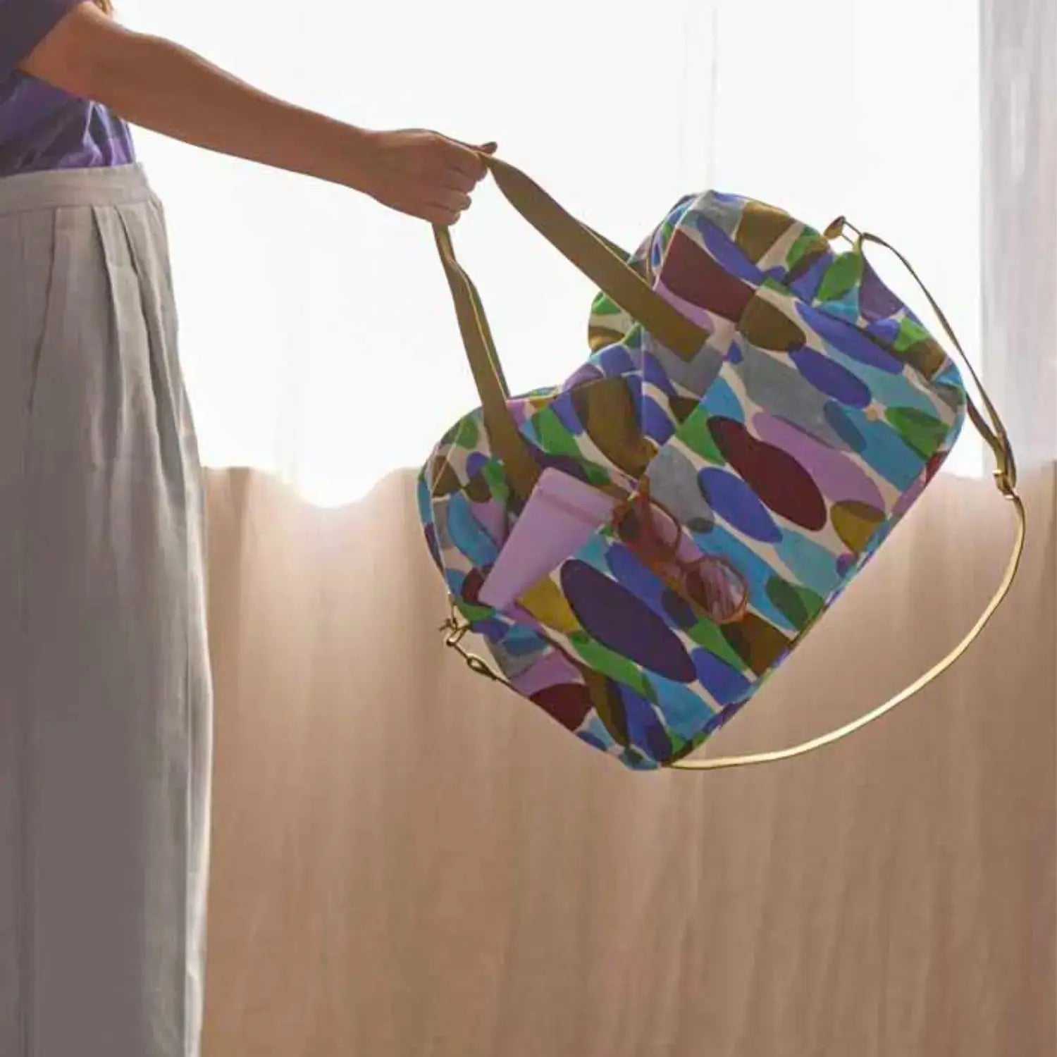 Sac de Voyage en Coton Bio - Joy Multicolore La Cerise sur le Gâteau