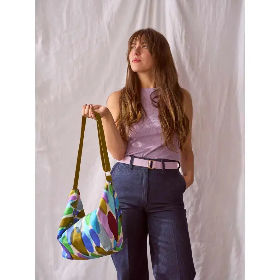 Sac demi-lune Joy Multicolore Coton Bio - 53x28x12 cm La Cerise sur le Gâteau