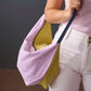 Sac demi-lune Tricolo Lilas Ananas Coton Bio - 53x28x12 cm La Cerise sur le Gâteau