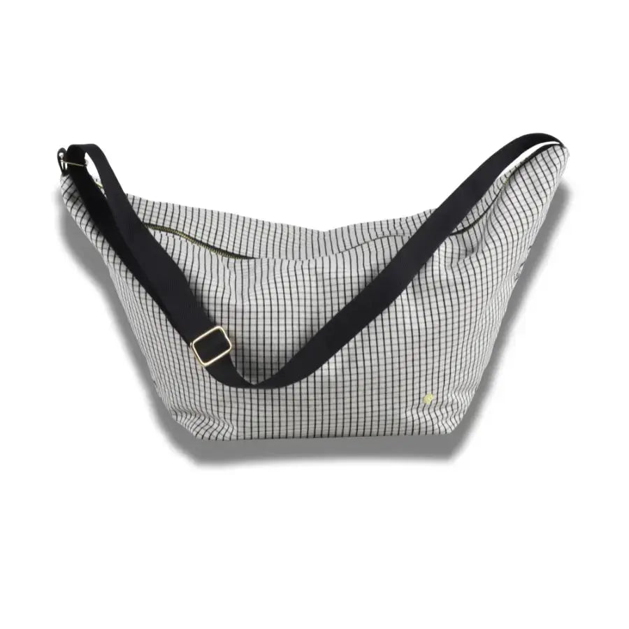 Sac demi-lune noir et blanc Gustave Caviar - 53x28x12 cm La Cerise sur le Gâteau