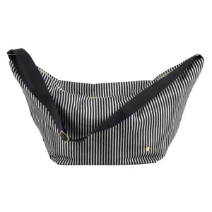 Sac demi-lune rayé noir et blanc Basile Caviar - 53x28x12 cm La Cerise sur le Gâteau