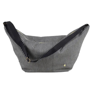 Sac demi-lune rayé noir et blanc Basile Caviar - 53x28x12 cm La Cerise sur le Gâteau