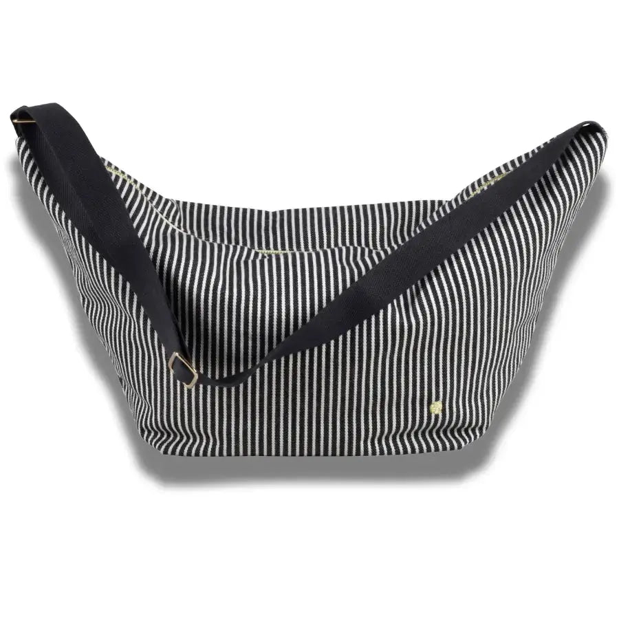 Sac demi-lune rayé noir et blanc Basile Caviar - 53x28x12 cm La Cerise sur le Gâteau