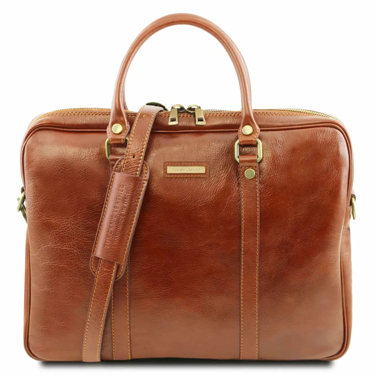 Serviette Pour Portable en Cuir - Prato TL141283 - miel - Tuscany Leather