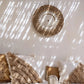 Suspension Murale Bohème raphia naturel et coton blanc - 60x60 Bazar Bizar
