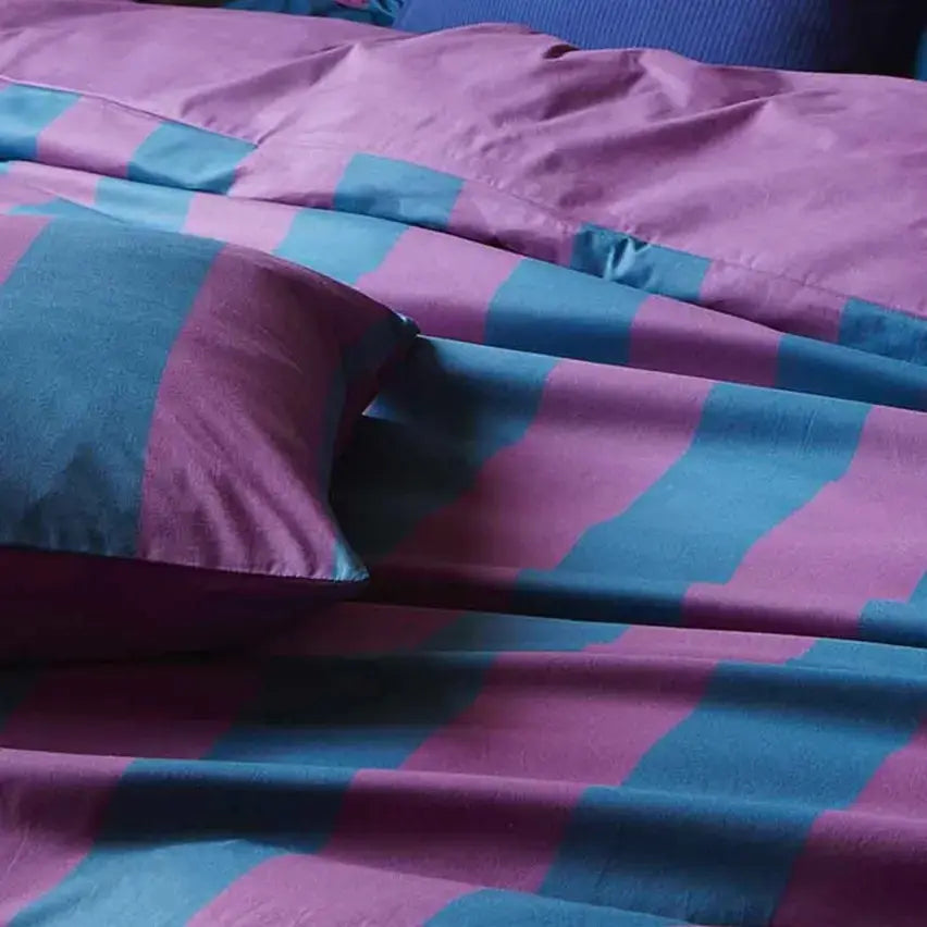 Taie d'Oreiller Rayée Coton Bio - Malo Purple Rain La Cerise sur le Gâteau