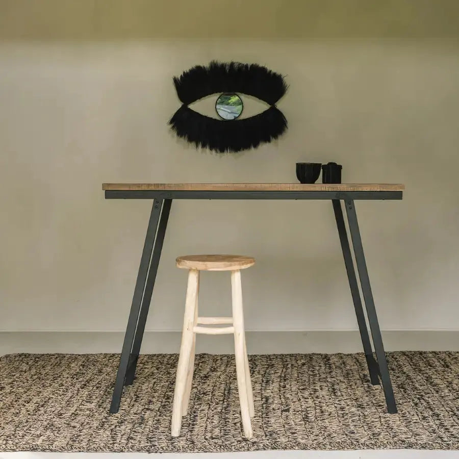 Tapis en Jonc de Mer Noir & Naturel - Kilim Rectangulaire Bazar Bizar