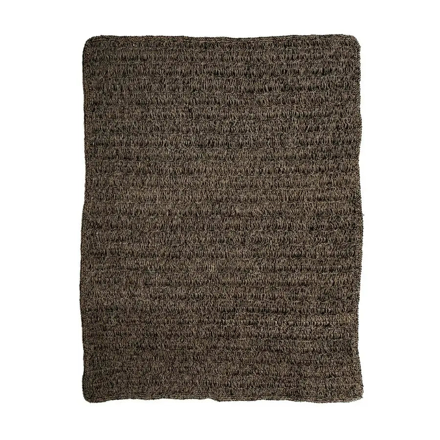 Tapis en Jonc de Mer Noir & Naturel - Kilim Rectangulaire Bazar Bizar