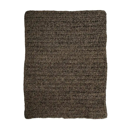 Tapis en Jonc de Mer Noir & Naturel - Kilim Rectangulaire Bazar Bizar