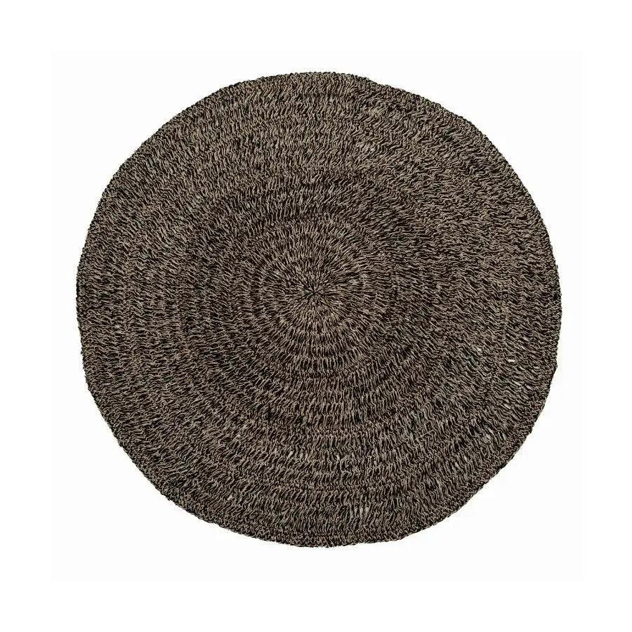 Tapis en Jonc de Mer Rond - Seagrass Noir & Naturel Bazar Bizar