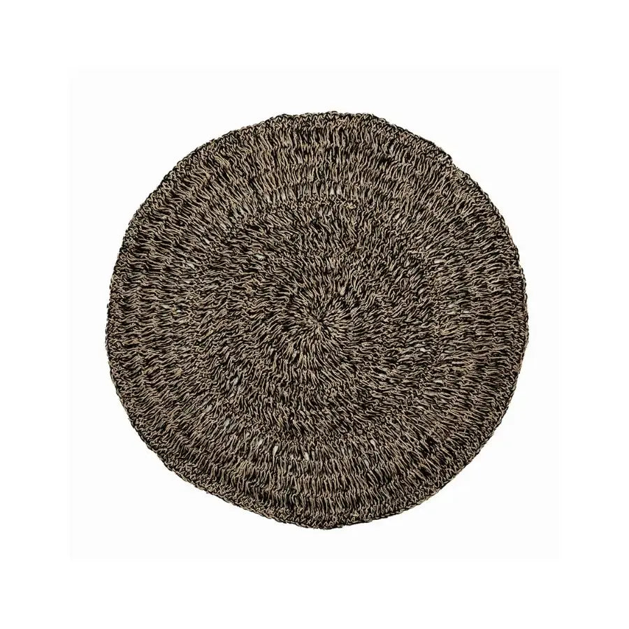 Tapis en Jonc de Mer Rond - Seagrass Noir & Naturel Bazar Bizar