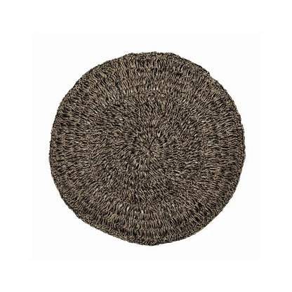 Tapis en Jonc de Mer Rond - Seagrass Noir & Naturel Bazar Bizar