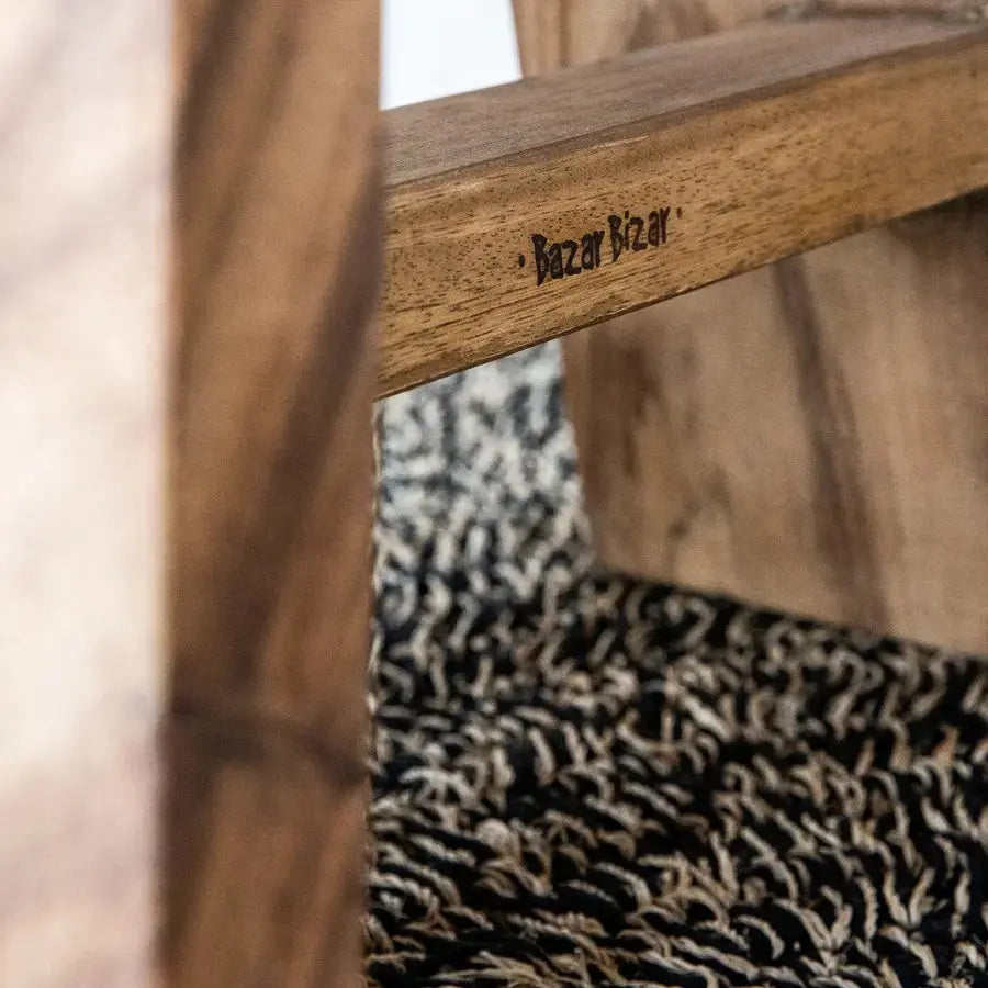 Tapis en Jonc de Mer Rond - Seagrass Noir & Naturel Bazar Bizar