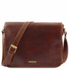 Besace en Cuir Homme – Messenger Double TL90475 - Marron-