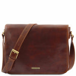 besace cuir homme messenger double tl90475 - marron - Tuscany Leather