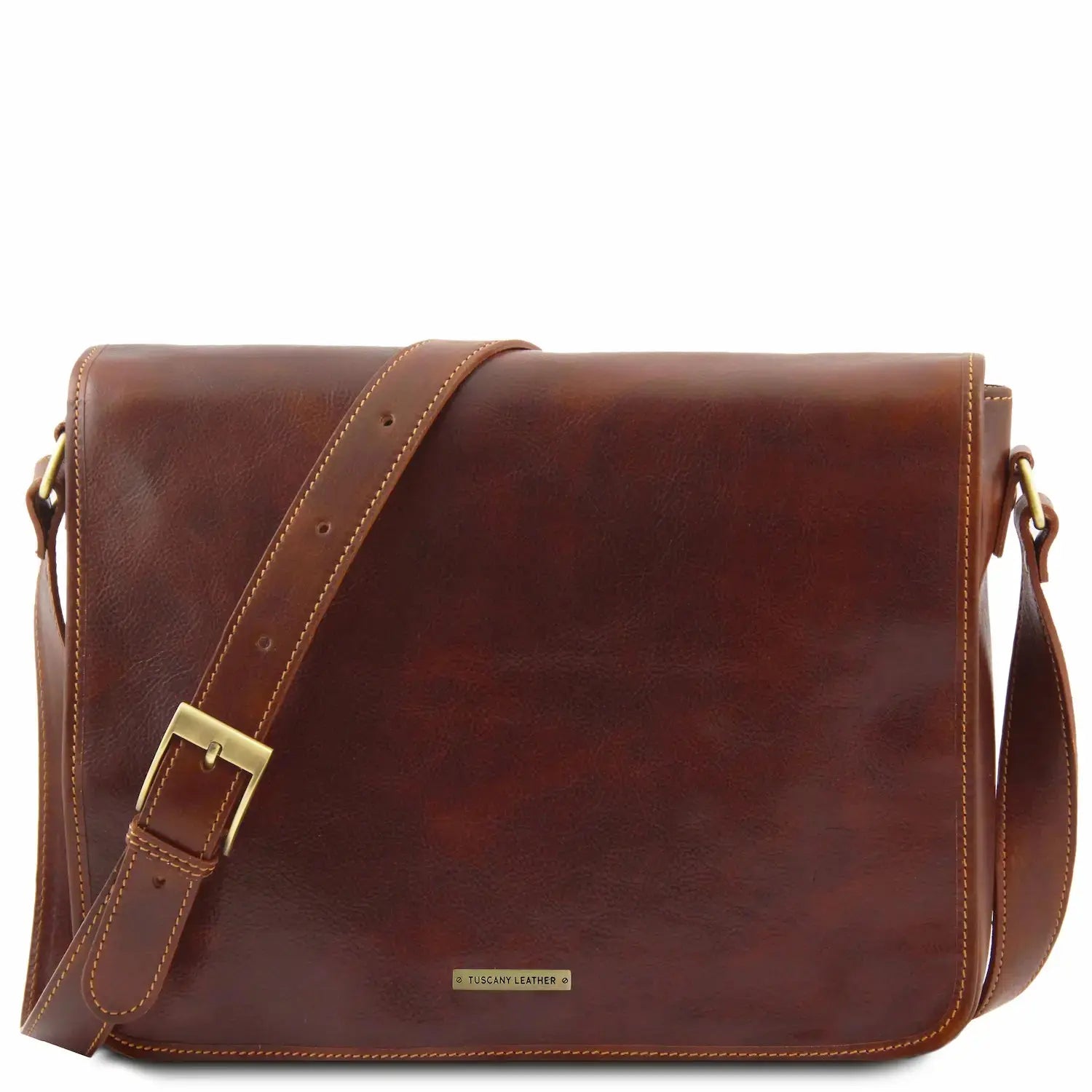 besace cuir homme messenger double tl90475 - marron - Tuscany Leather