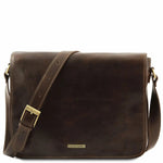 besace cuir homme messenger double tl90475 - marron foncé - Tuscany Leather