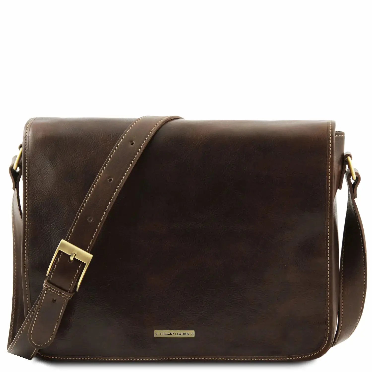 besace cuir homme messenger double tl90475 - marron foncé - Tuscany Leather