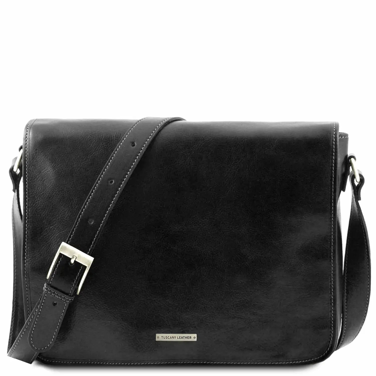 besace cuir homme messenger double tl90475 - noir - Tuscany Leather