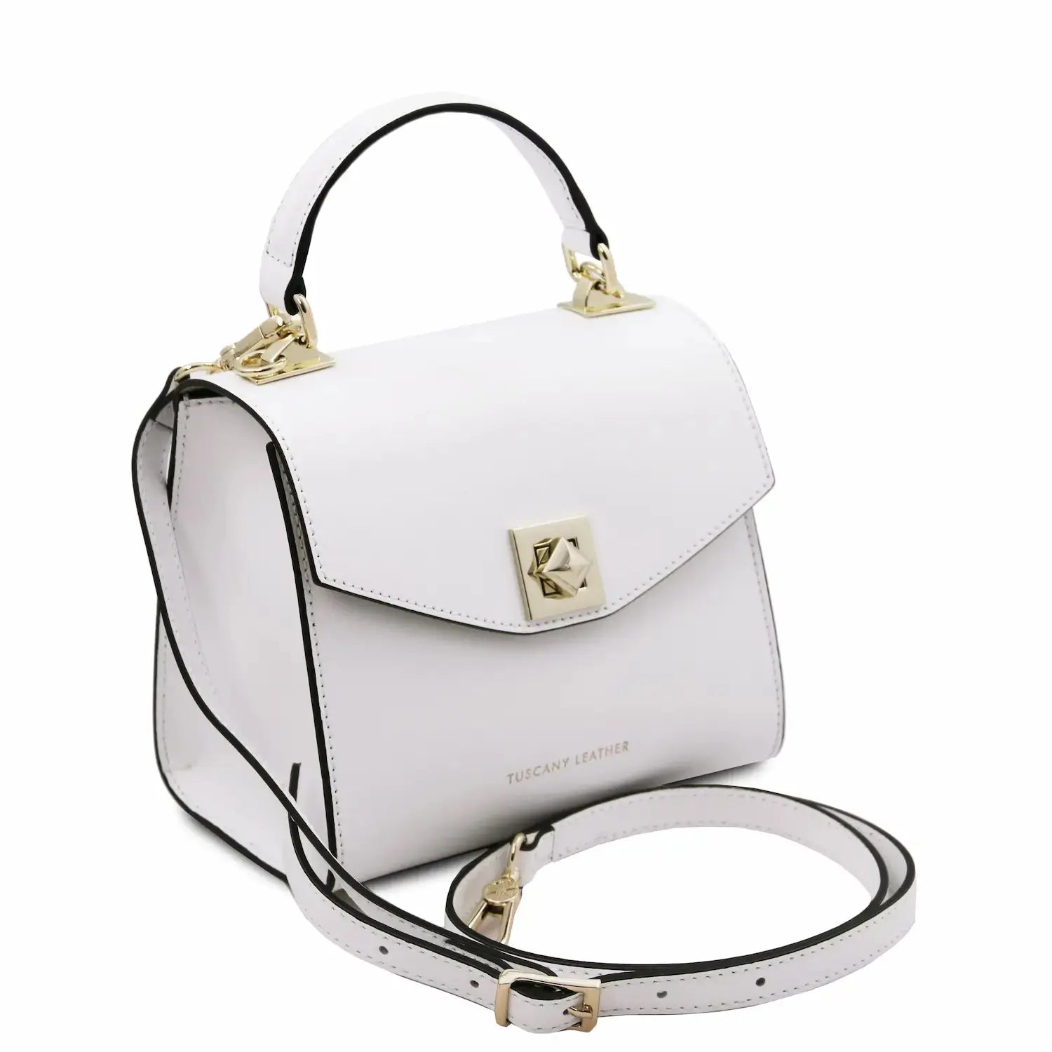 sac à main en cuir blanc avec bandoulière amovible - tl bag tl142203 Tuscany Leather